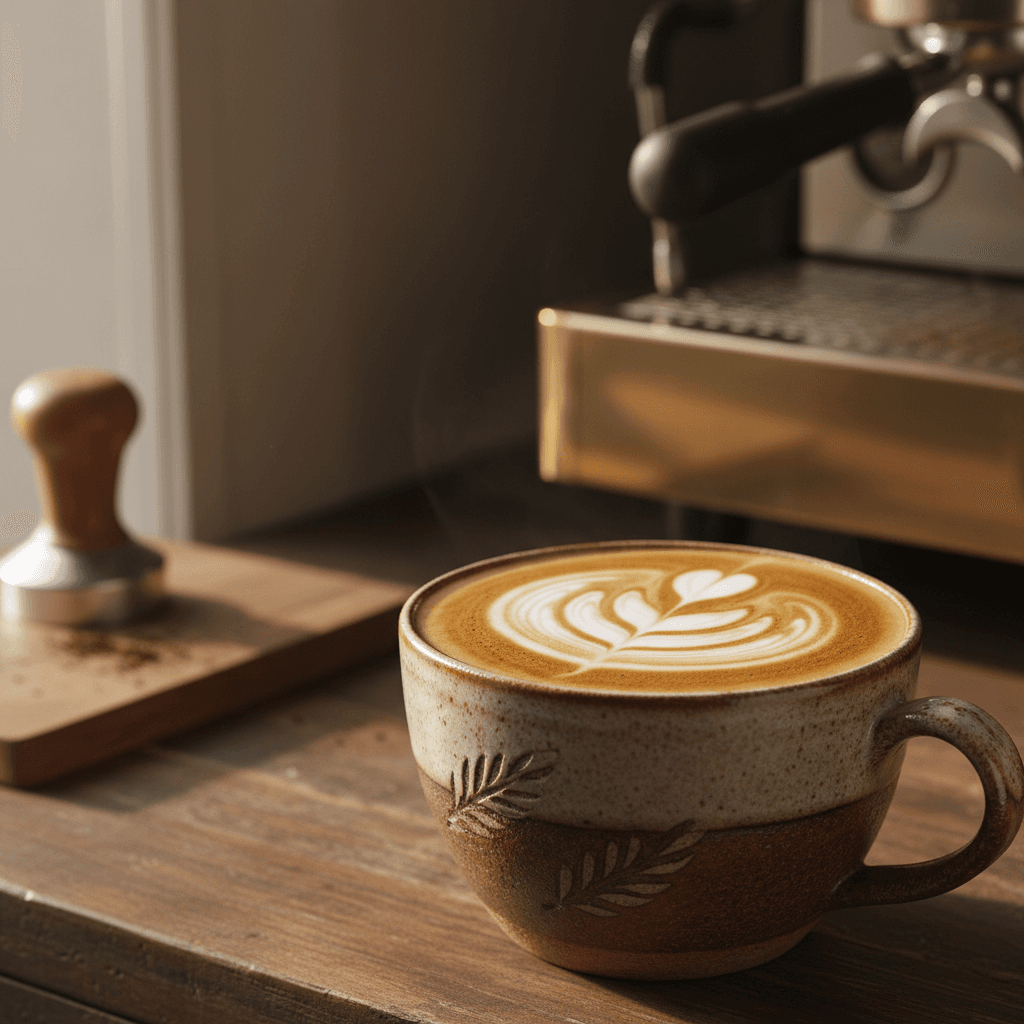 Latte with detailed latte art