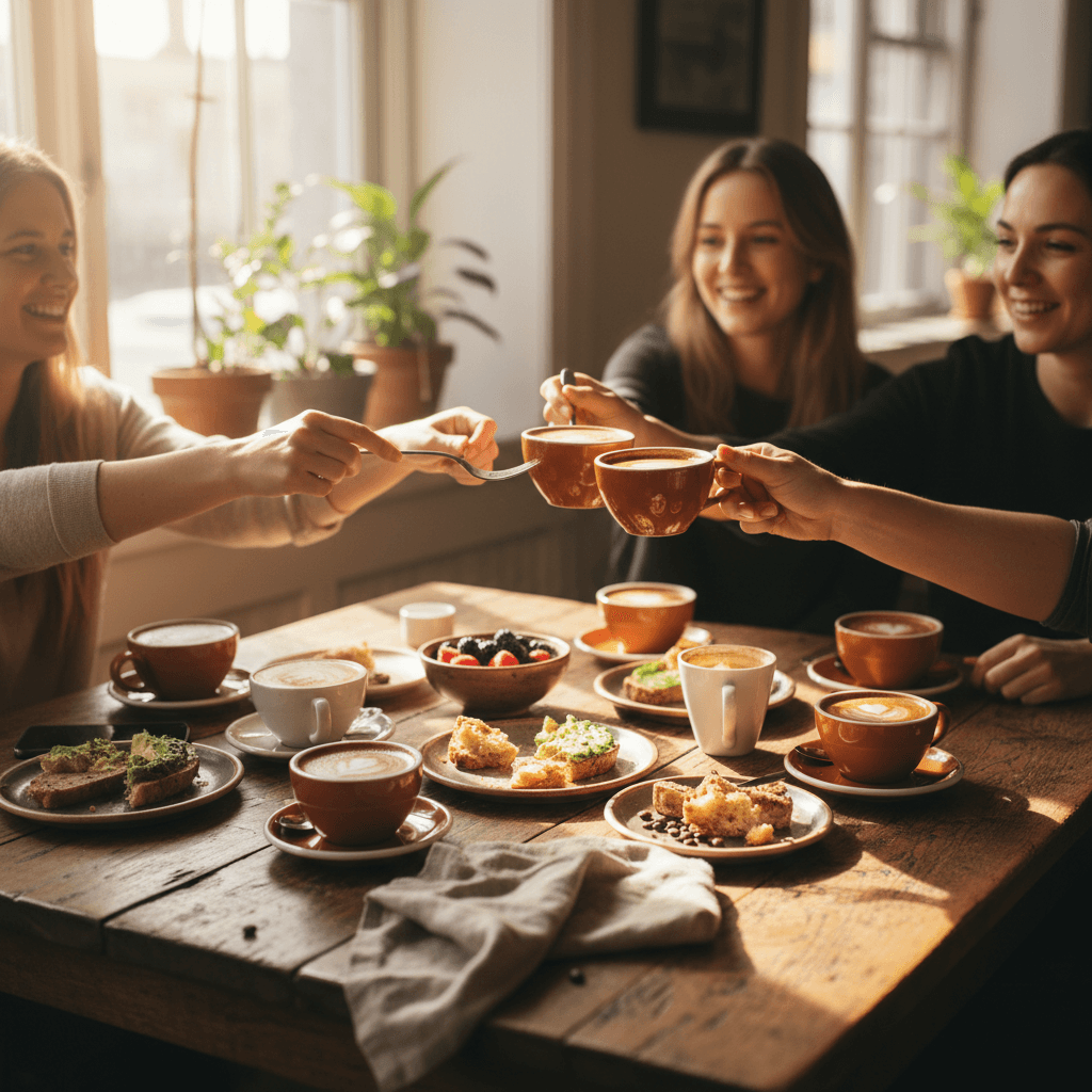 The Kaffee favorite items shared at a table