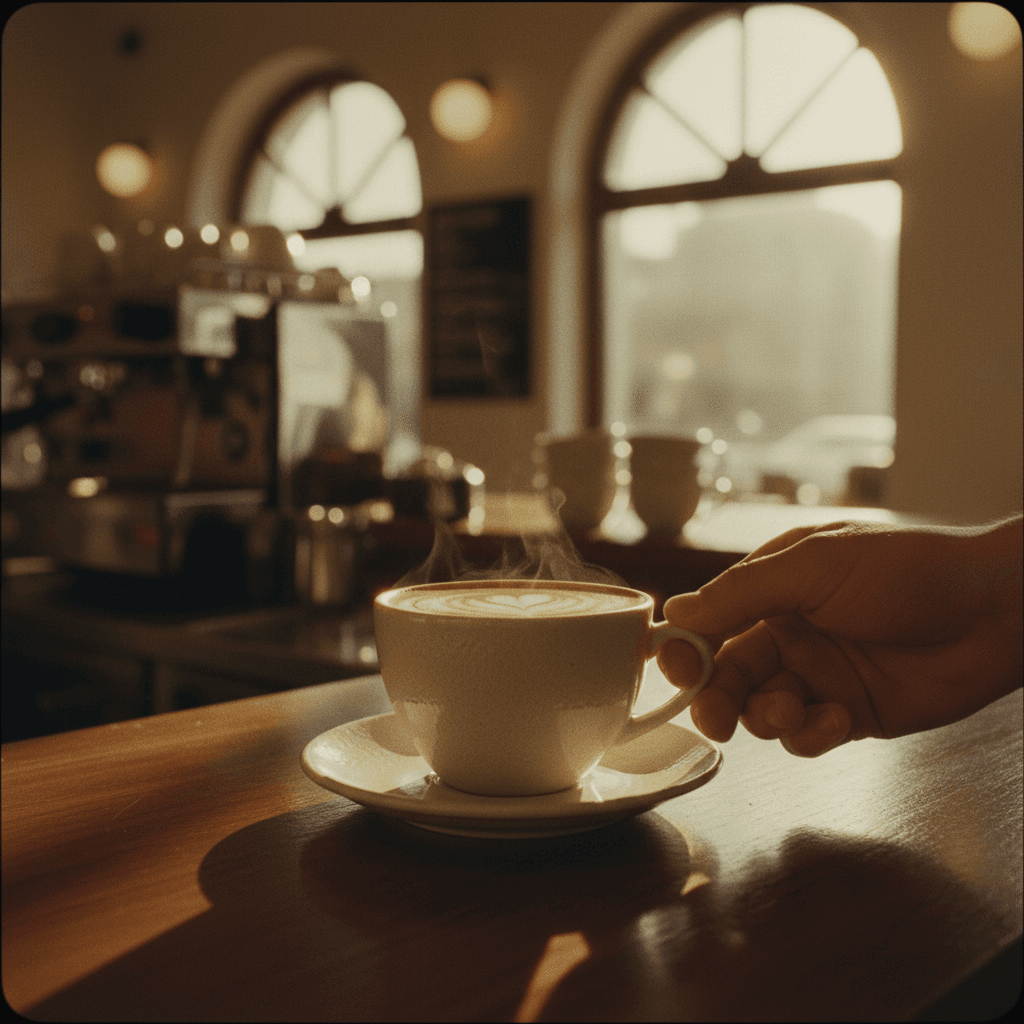 Barista serving cappuccino