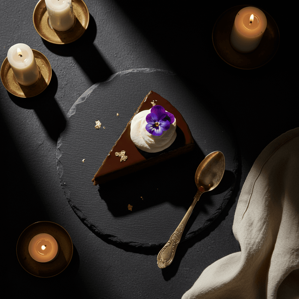 Gourmet chocolate dessert with gold leaf